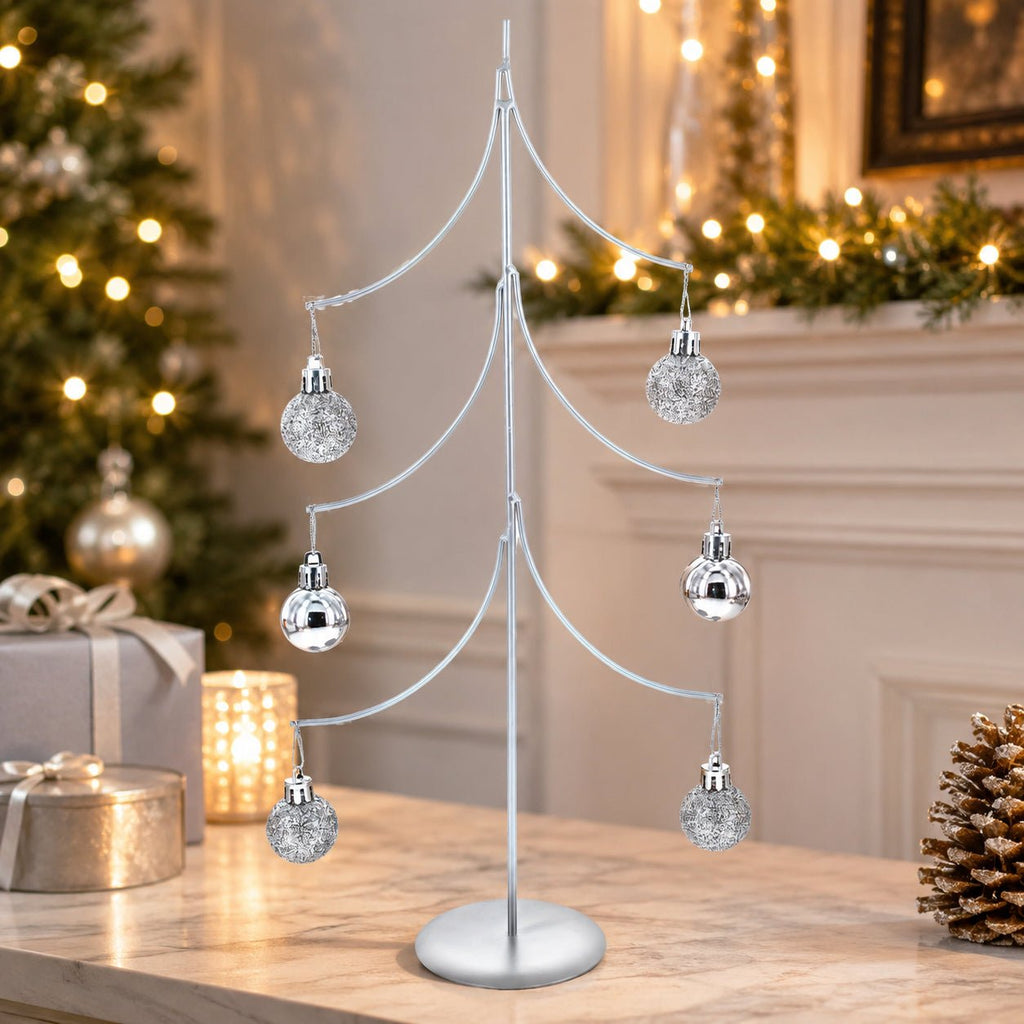 6-Arm Tiered Tree Silver Metal Ornament Display Stand 14 Inches Ornament Stands La Vie Bien 6-Arm Tiered Tree Silver Metal Ornament Display Stand 14 Inches