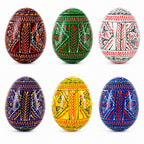 6 Hand Painted Geometric Ukrainian Wooden Easter Eggs Pysanky Easter Eggs > Wooden Pysanky Sets La Vie Bien 6 Hand Painted Geometric Ukrainian Wooden Easter Eggs Pysanky