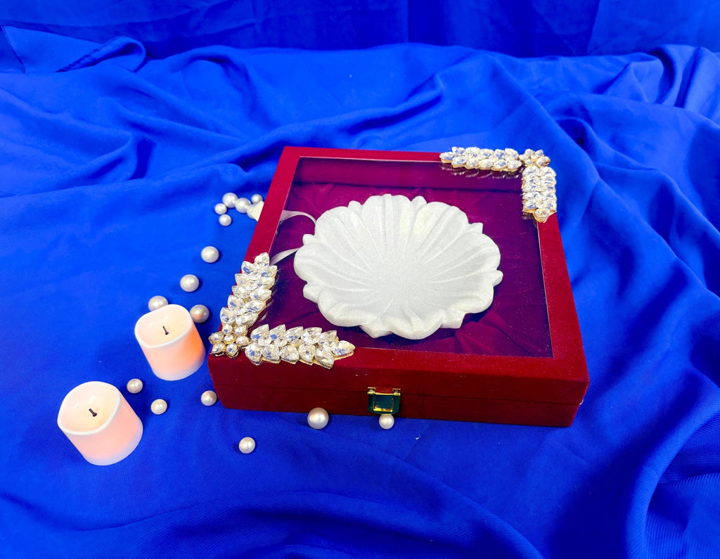 6 Inch Marble Urli with Adorned Velvet Box La Vie Bien 6 Inch Marble Urli with Adorned Velvet Box