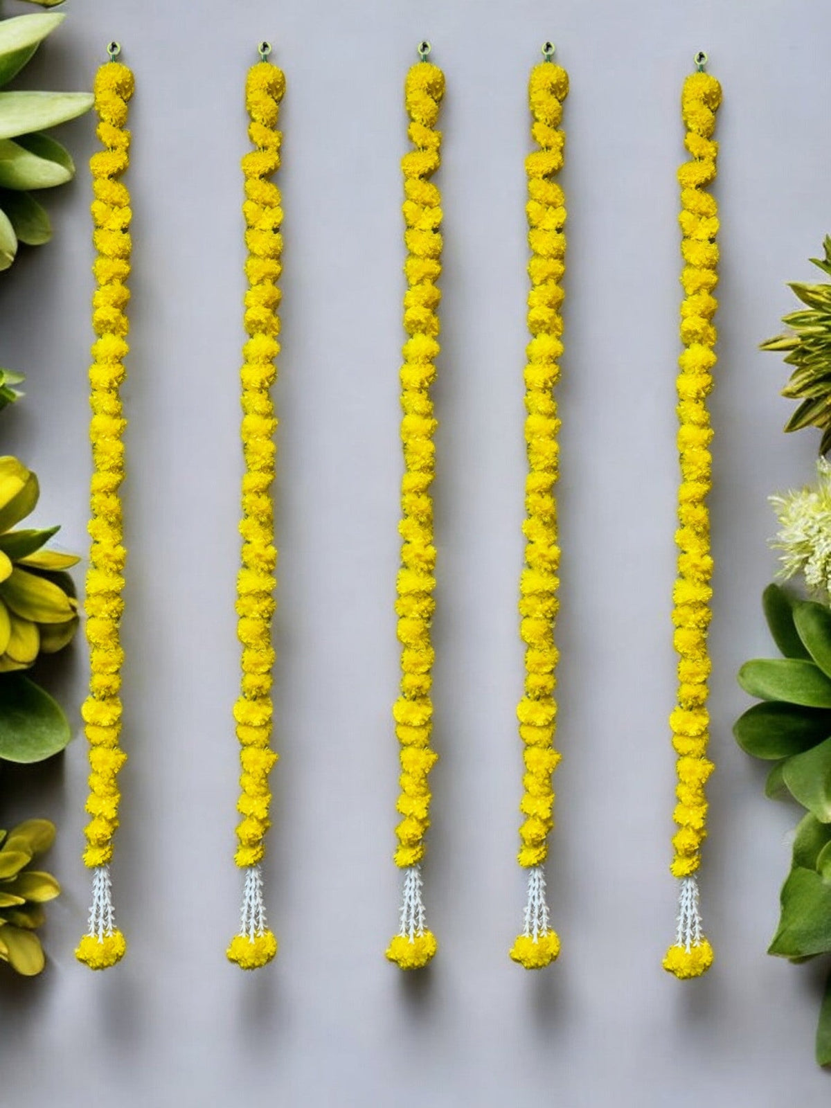 60" Long Artificial Marigold Lari, Set of 5 Festive Decor La Vie Bien 60" Long Artificial Marigold Lari, Set of 5