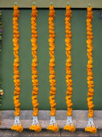 60" Long Artificial Marigold Lari, Set of 5 Festive Decor La Vie Bien 60" Long Artificial Marigold Lari, Set of 5