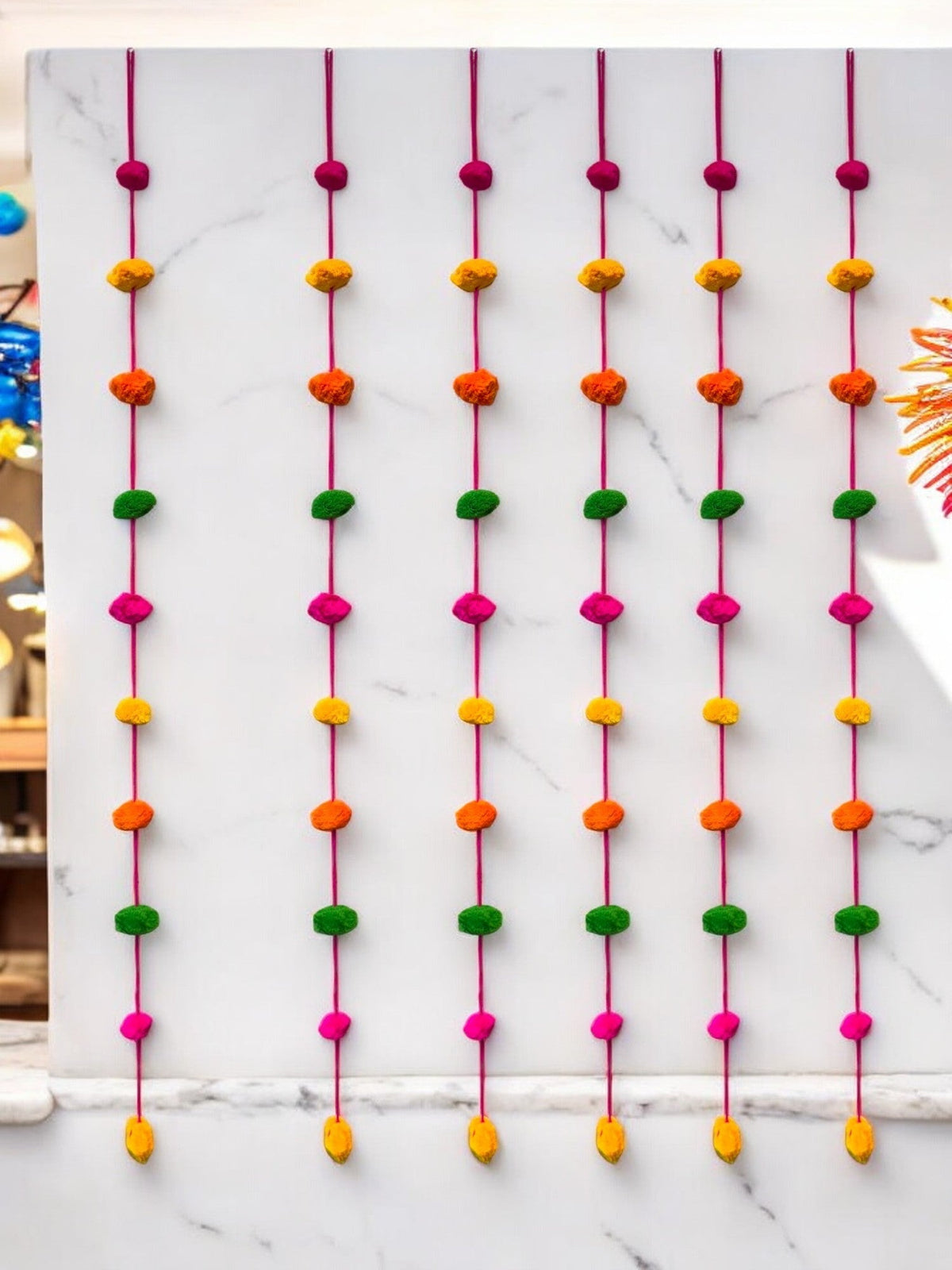 60" Long Pom Pom Strings, Set of 6 Festive Decor La Vie Bien 60" Long Pom Pom Strings, Set of 6