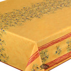 60" Square Clos des Oliviers Yellow Double Border Acrylic - Coated Cotton Tablecloth by Label France Tablecloth La Vie Bien 60" Square Clos des Oliviers Yellow Double Border Acrylic - Coated Cotton Tablecloth by Label France