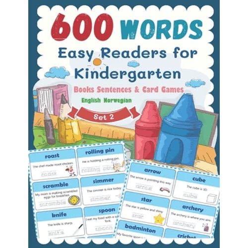 600 Words Easy Readers for Kindergarten Books Sentences & Card Games English Norwegian Set 2: Smart Guided Reading Level for Preschool, Pre-K and kind - Paperback Books La Vie Bien 600 Words Easy Readers for Kindergarten Books Sentences & Card Games English Norwegian Set 2: Smart Guided Reading Level for Preschool, Pre-K and kind - Paperback