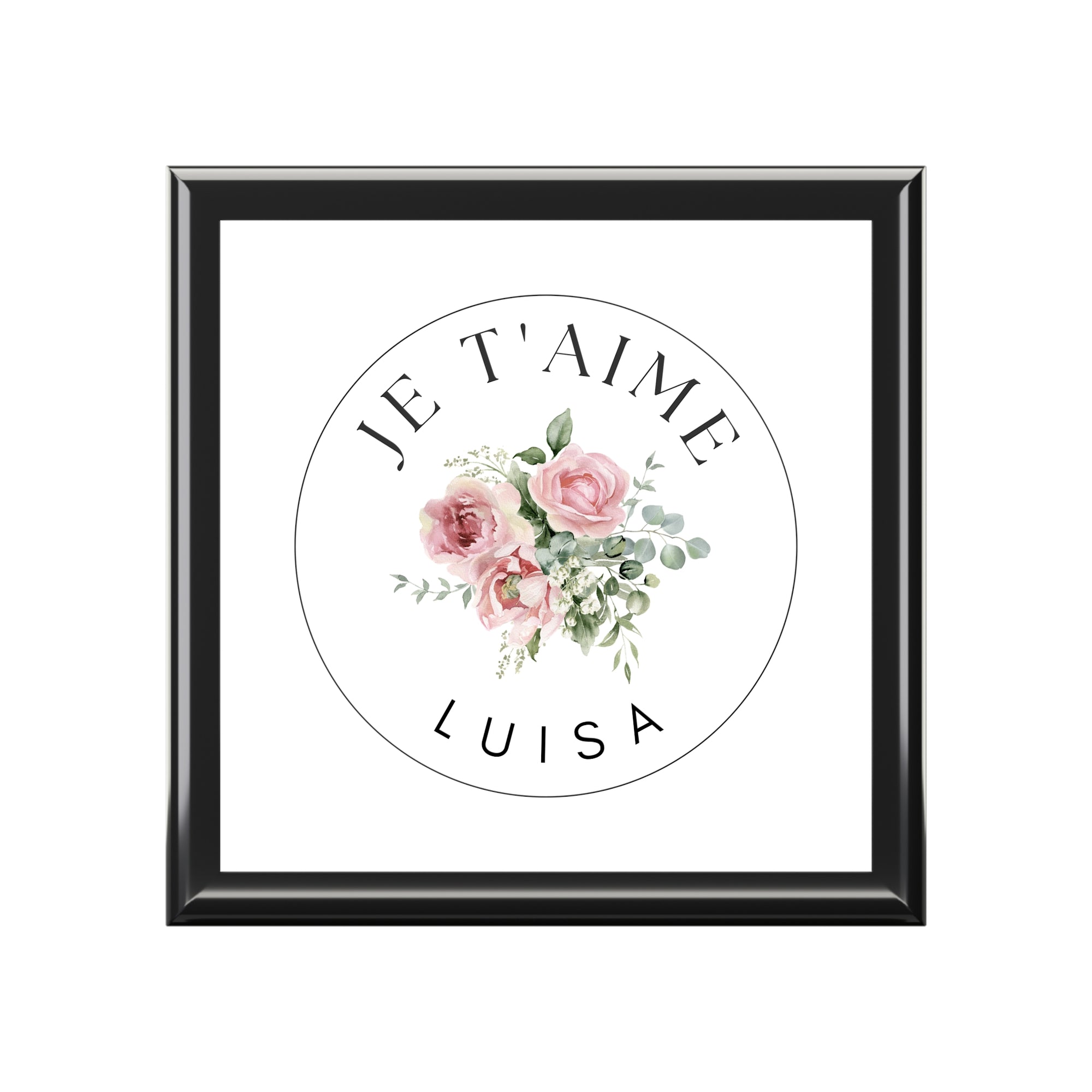 Personalized Je t'aime Wooden Jewelry Box, Custom French Keepsake Box