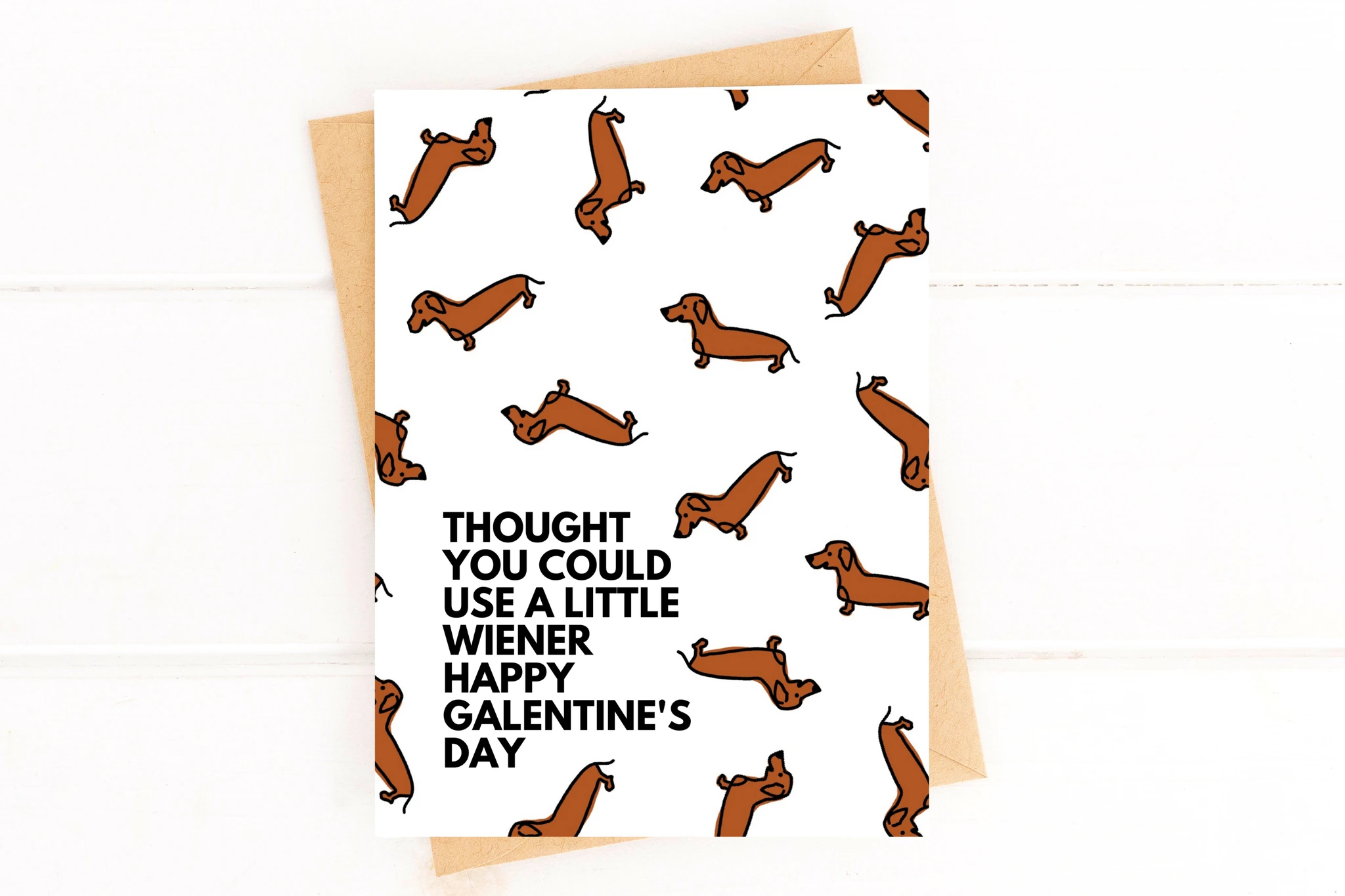 Little Wiener Galentine's Card Valentines Card Funny Card For Friend by Five Dot Post
