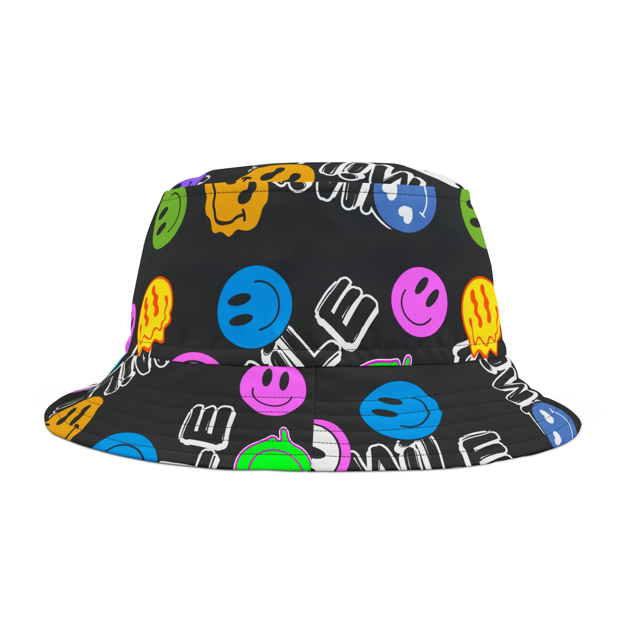 "Smile" colorful smiley face graffiti Bucket Hat