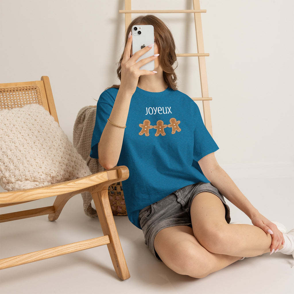 Joyeux French Gingerbread Buddies Tee, French unisex Noel t-shirt