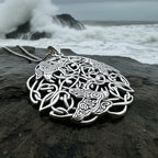 Pictish Triple Celtic Raven Necklace in Sterling Silver