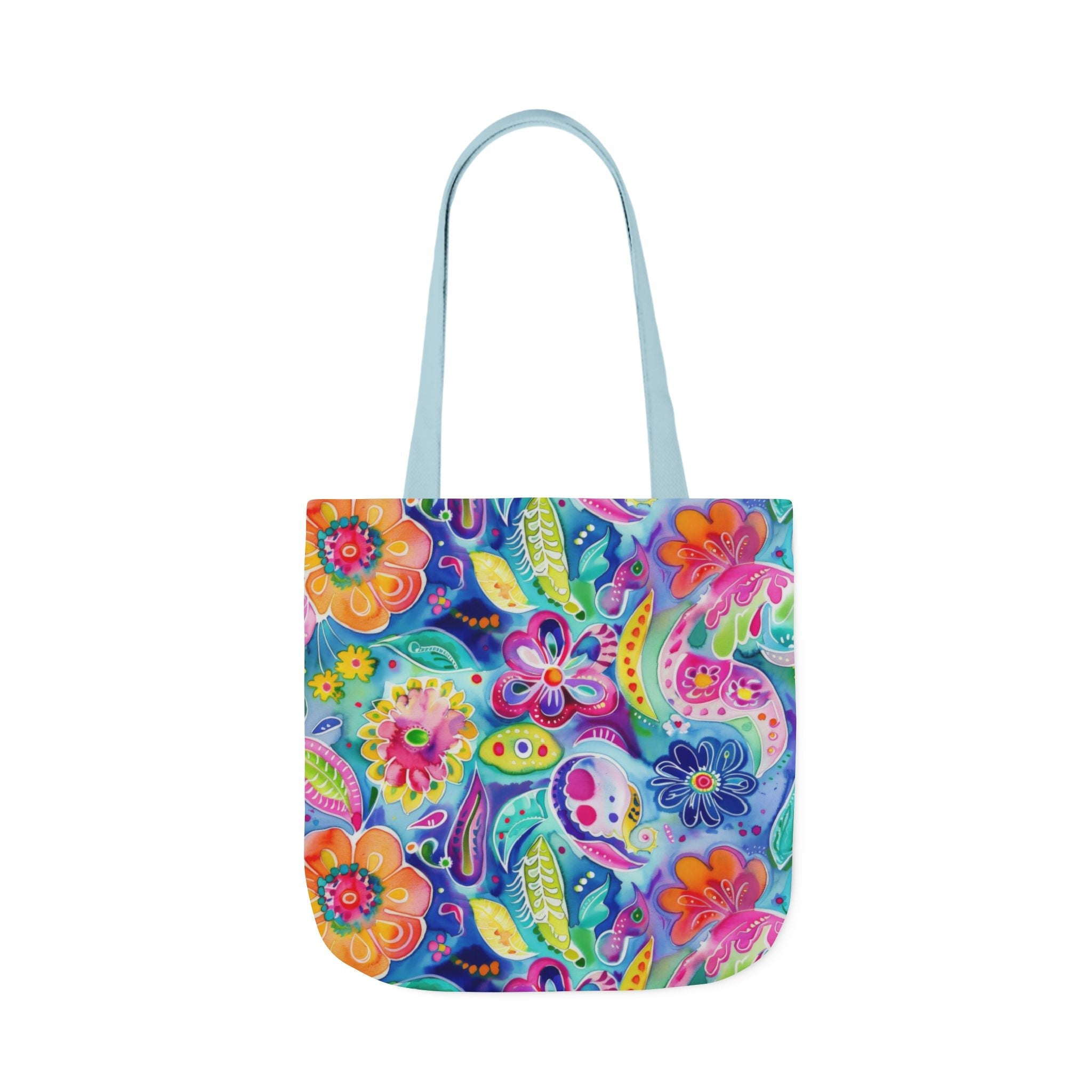 Bespattered Facade Colorful Flowers Canvas Tote Bag | 3 Sizes and 5 Strap Colors