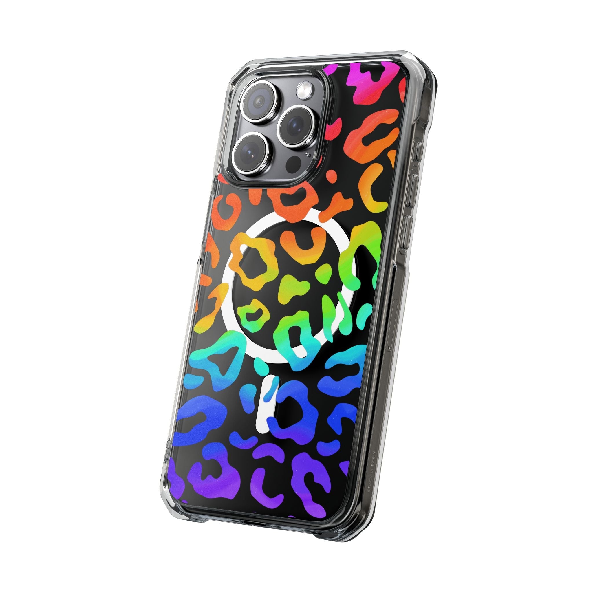 Bespattered Facade Watercolor Rainbow Leopard MagSafe Clear Impact Case