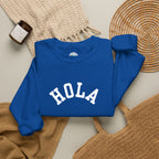 HOLA embroidered collegiate font Crewneck Sweatshirt - Gift for Spanish speakers