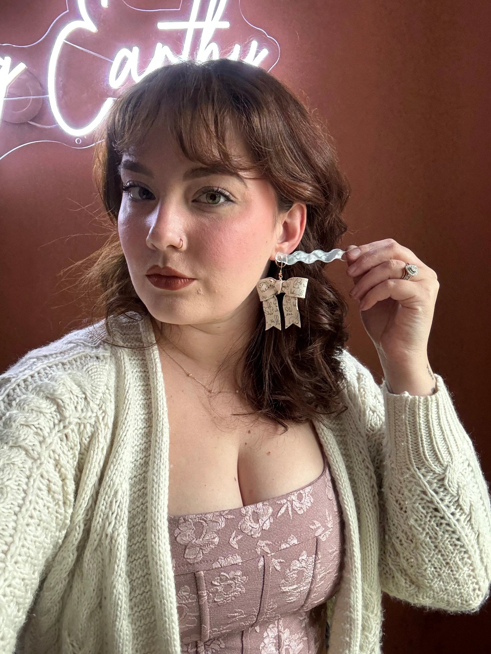 Green Fine Line Bunny Bows by Shop Something Earthy