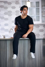 Men's Soft Bamboo Lounge Pajama Set - Short Sleeve Top & Pants 32" inseam by Spun Bamboo