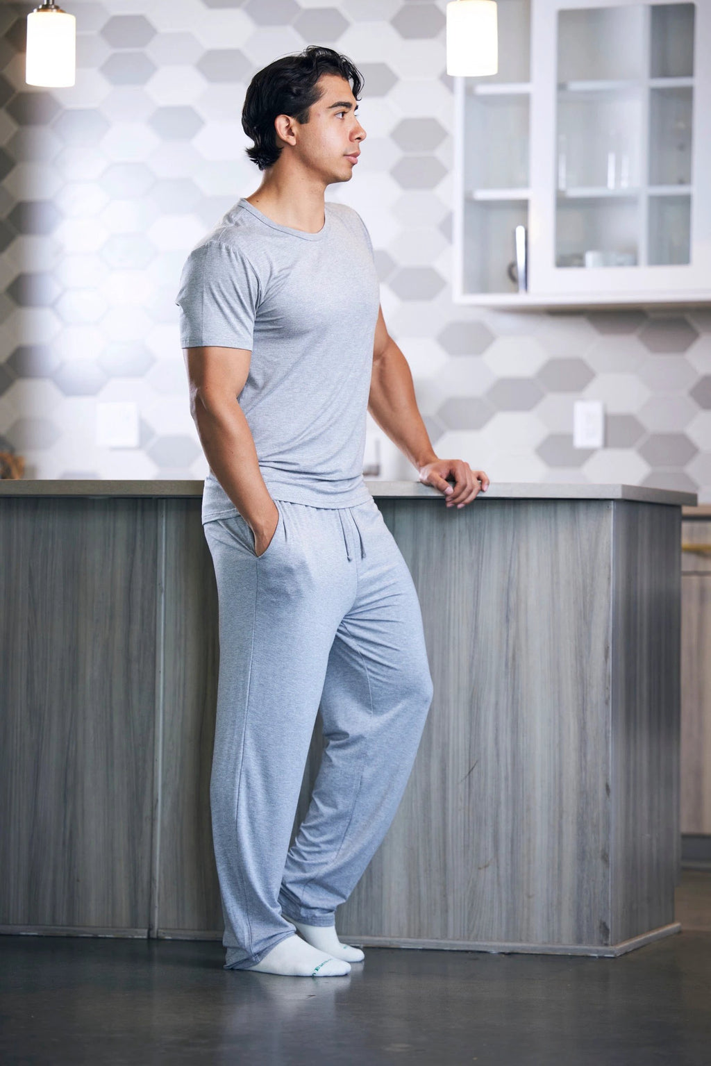 Men's Soft Bamboo Lounge Pajama Set - Short Sleeve Top & Pants 32" inseam by Spun Bamboo