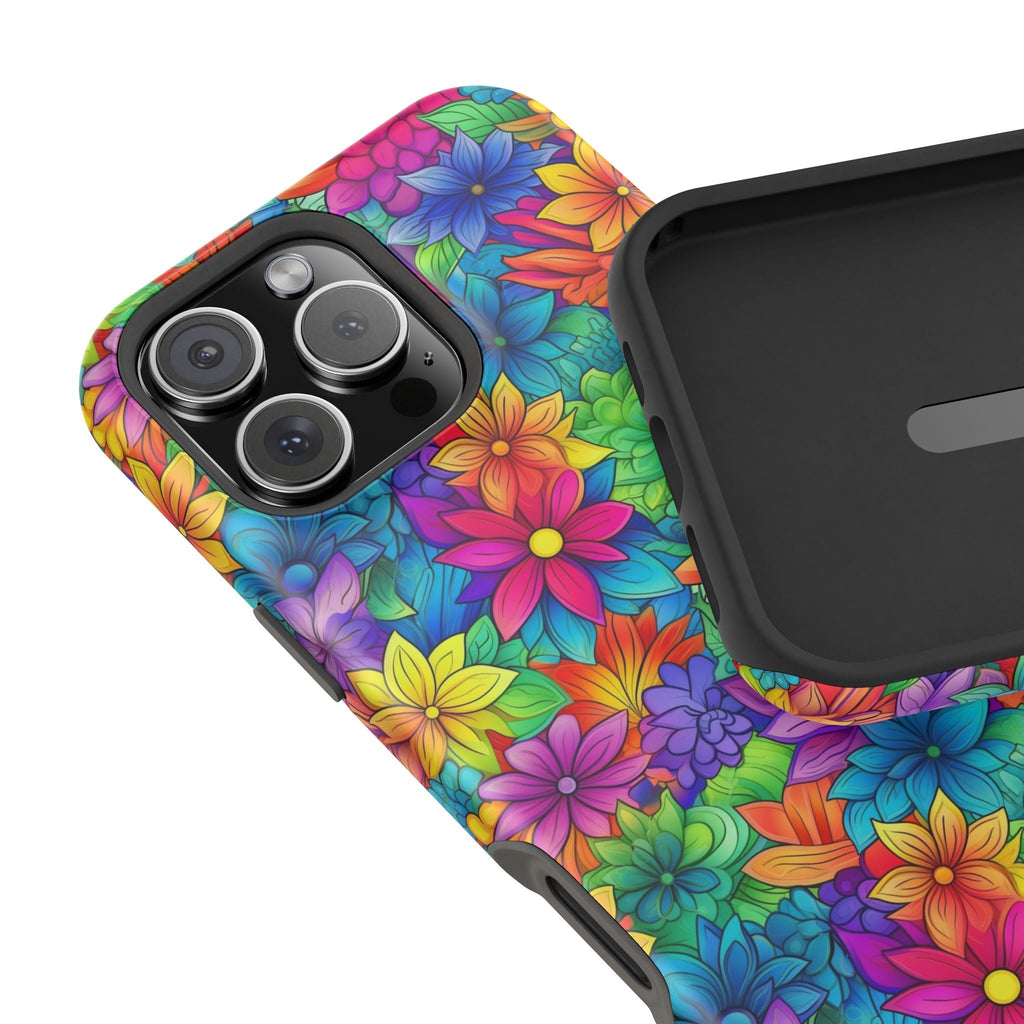 Bespattered Facade Bright Rainbow Flowers Impact-Resistant Case