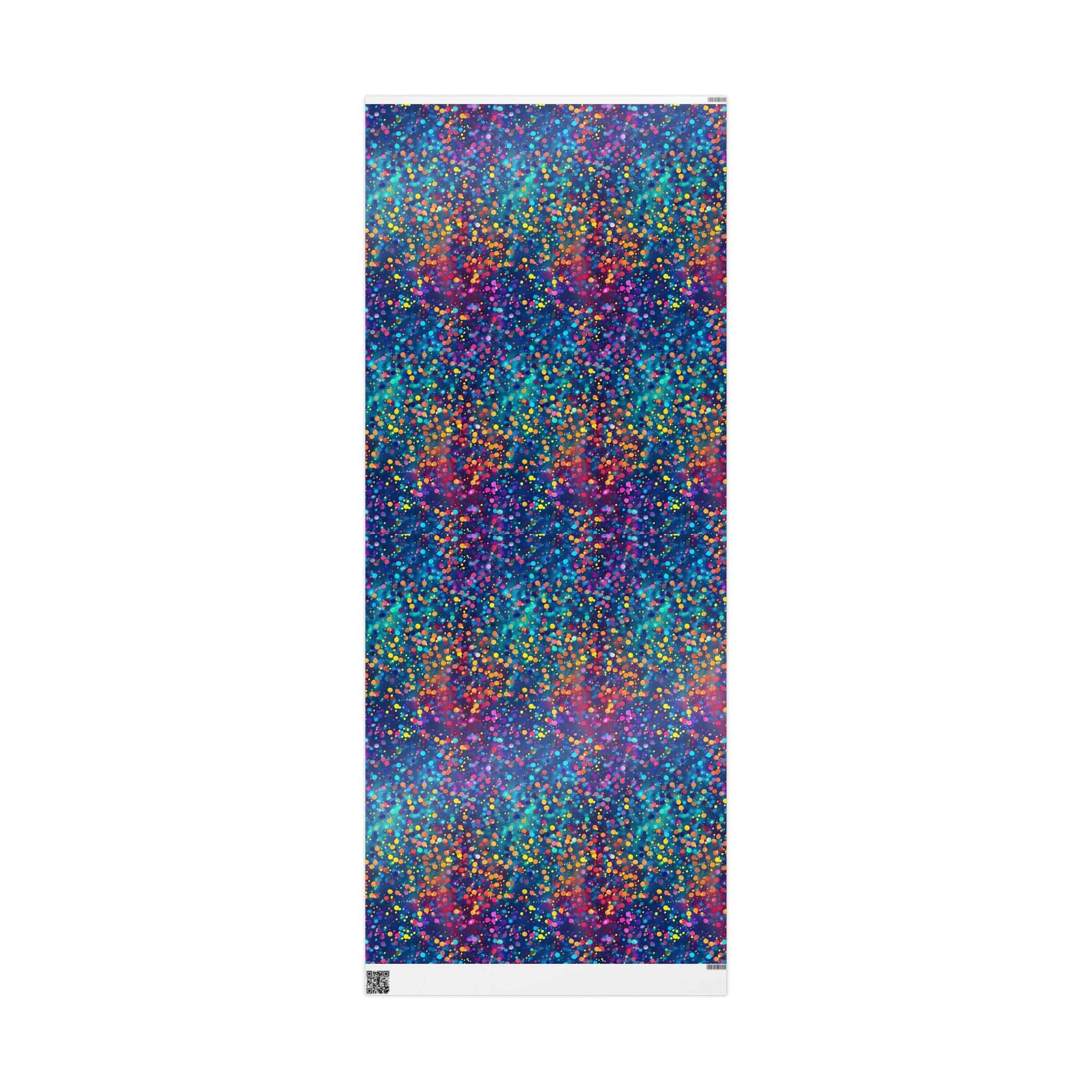 Bespattered Facade Party Time Rainbow Confetti Dots Wrapping Paper | Three Sizes | Glossy or Matte