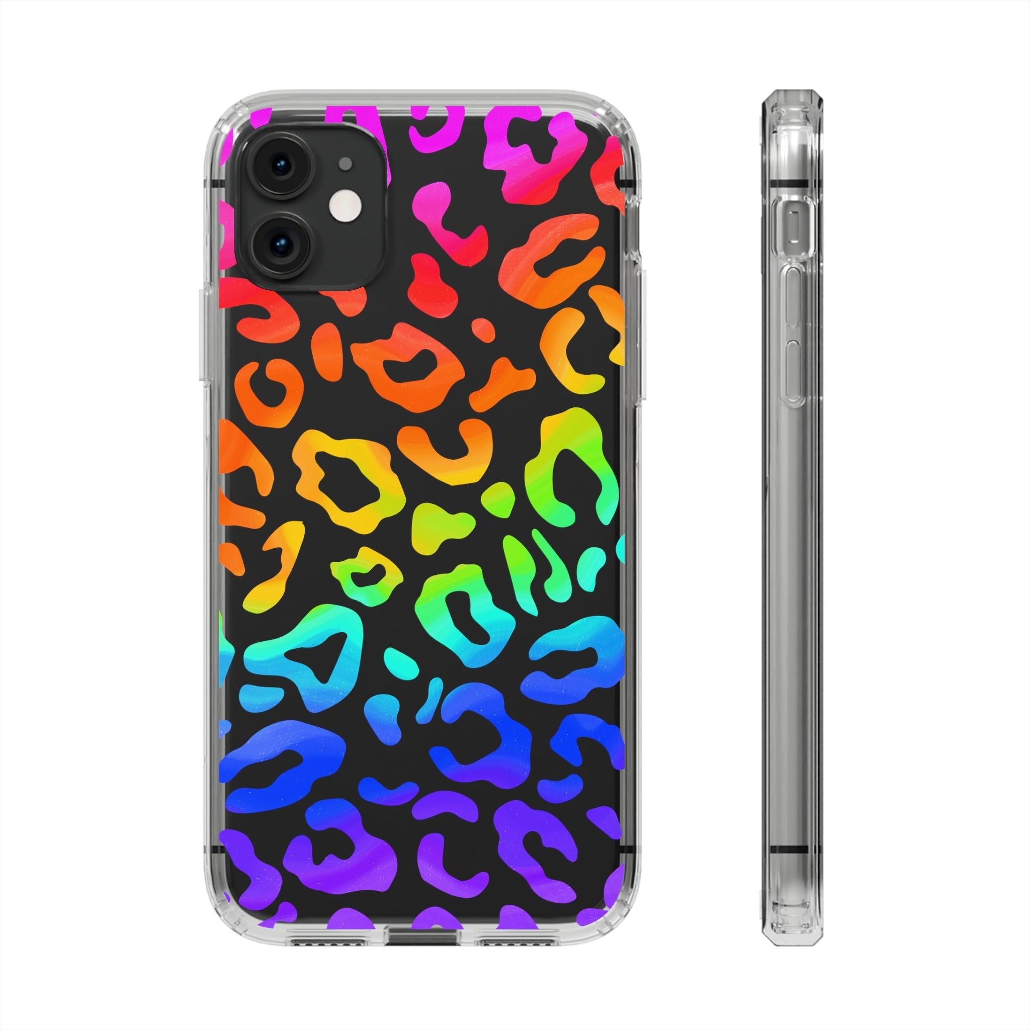 Bespattered Facade Watercolor Rainbow Leopard Clear Case