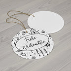 Frohe Weihnachten Ceramic Ornament, German "Merry Christmas" by Printify