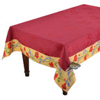 62x124" Rectangular Poppies Yellow & Red Matelassé Tablecloth by Tissus Toselli Tablecloth La Vie Bien 62x124" Rectangular Poppies Yellow & Red Matelassé Tablecloth by Tissus Toselli