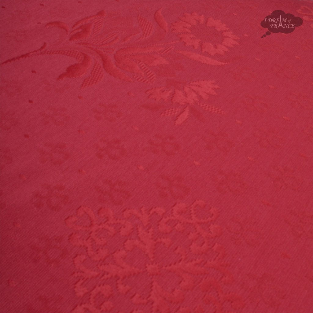 62x124" Rectangular Poppies Yellow & Red Matelassé Tablecloth by Tissus Toselli Tablecloth La Vie Bien 62x124" Rectangular Poppies Yellow & Red Matelassé Tablecloth by Tissus Toselli