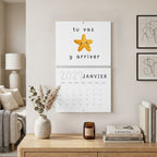 French motivational phrases kawaii Monthly Wall Calendar 2027, Cute Encouragement Calendar