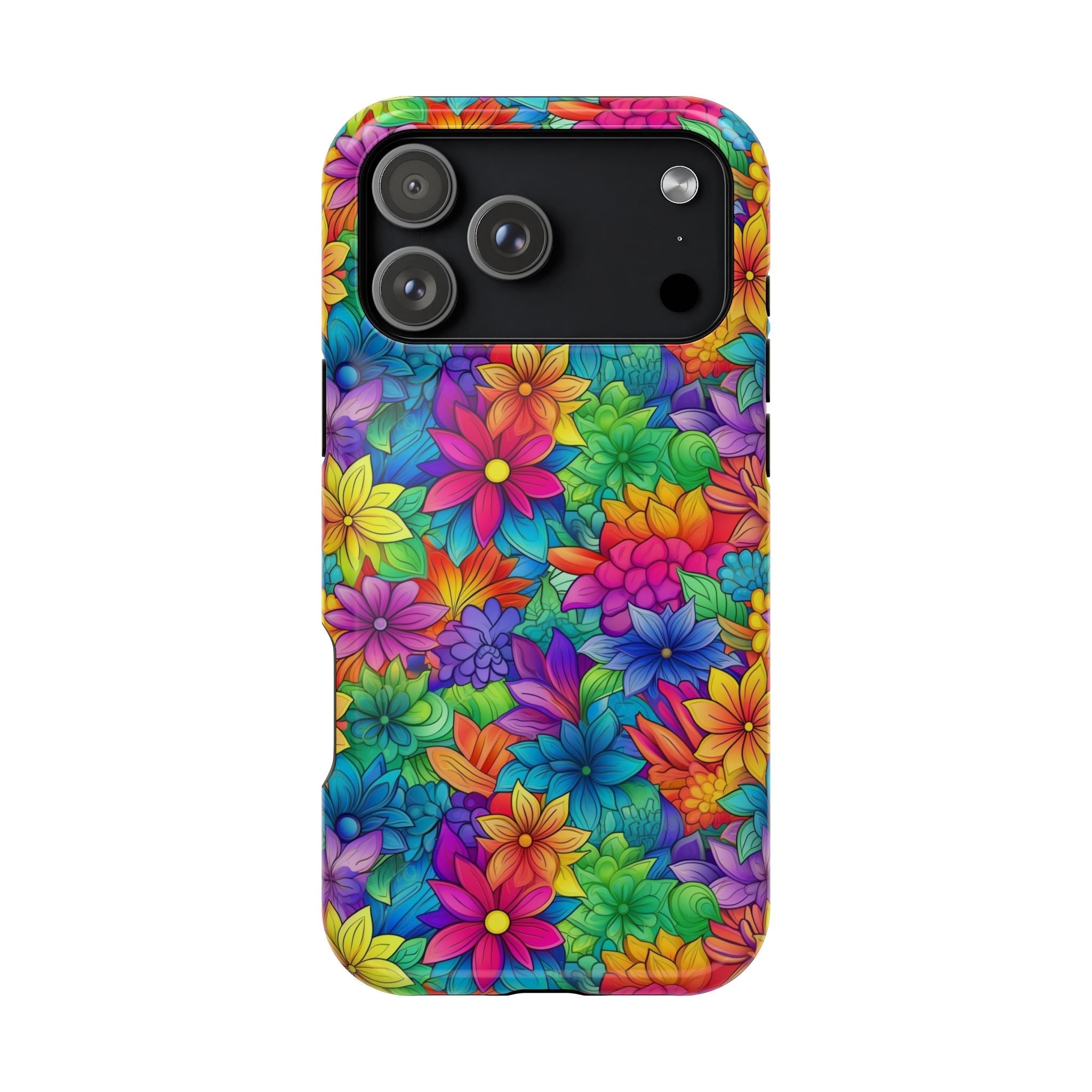Bespattered Facade Bright Rainbow Flowers Impact-Resistant Case