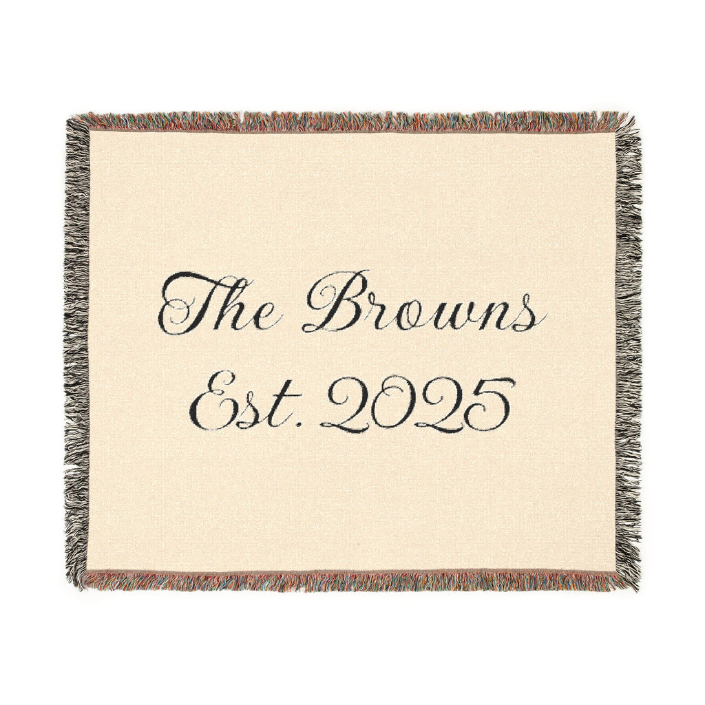 Custom family name and year Woven Blanket