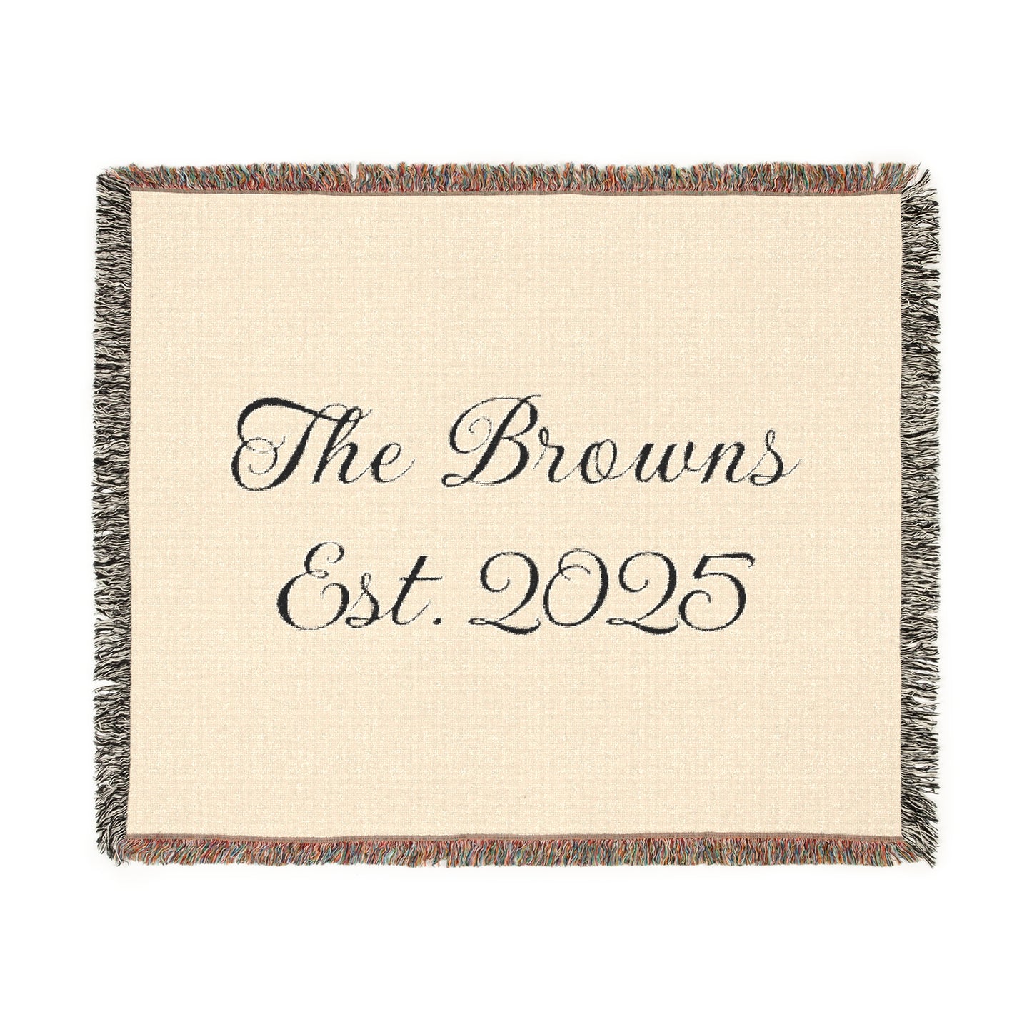 Custom family name and year Woven Blanket