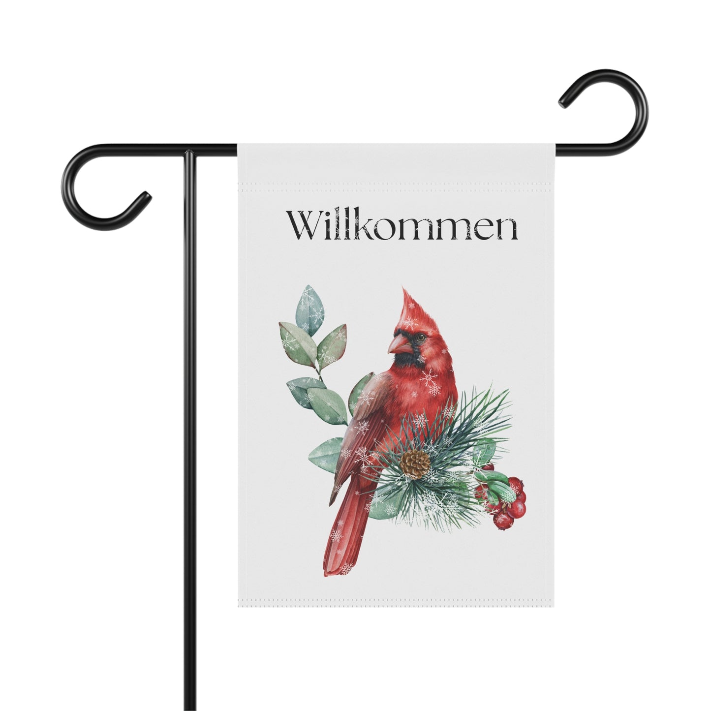 Willkommen yard and Garden Flag, Welcome German Cardinal Banner, Outdoor House Decor, winter Garden Decor, Porch Sign, Home Welcome Sign