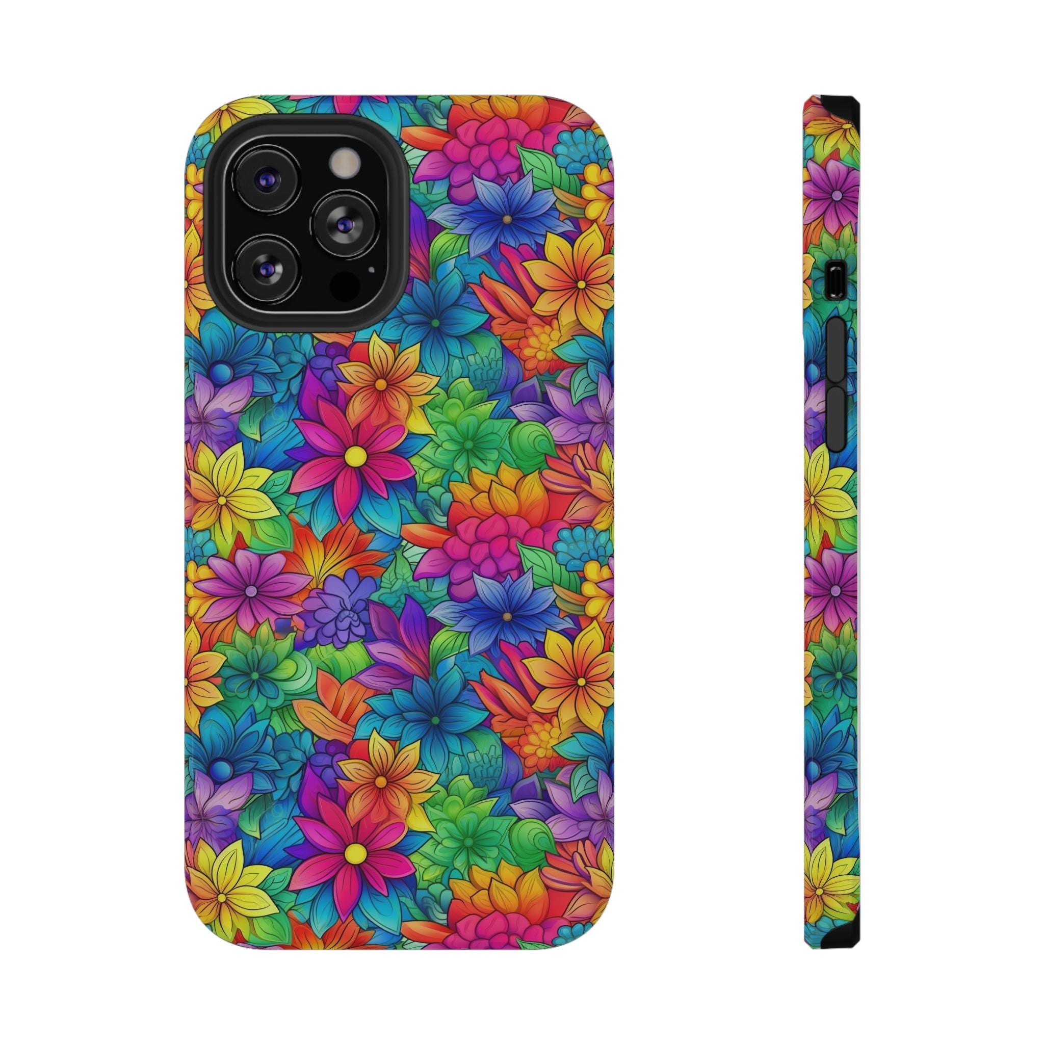 Bespattered Facade Bright Rainbow Flowers Impact-Resistant Case