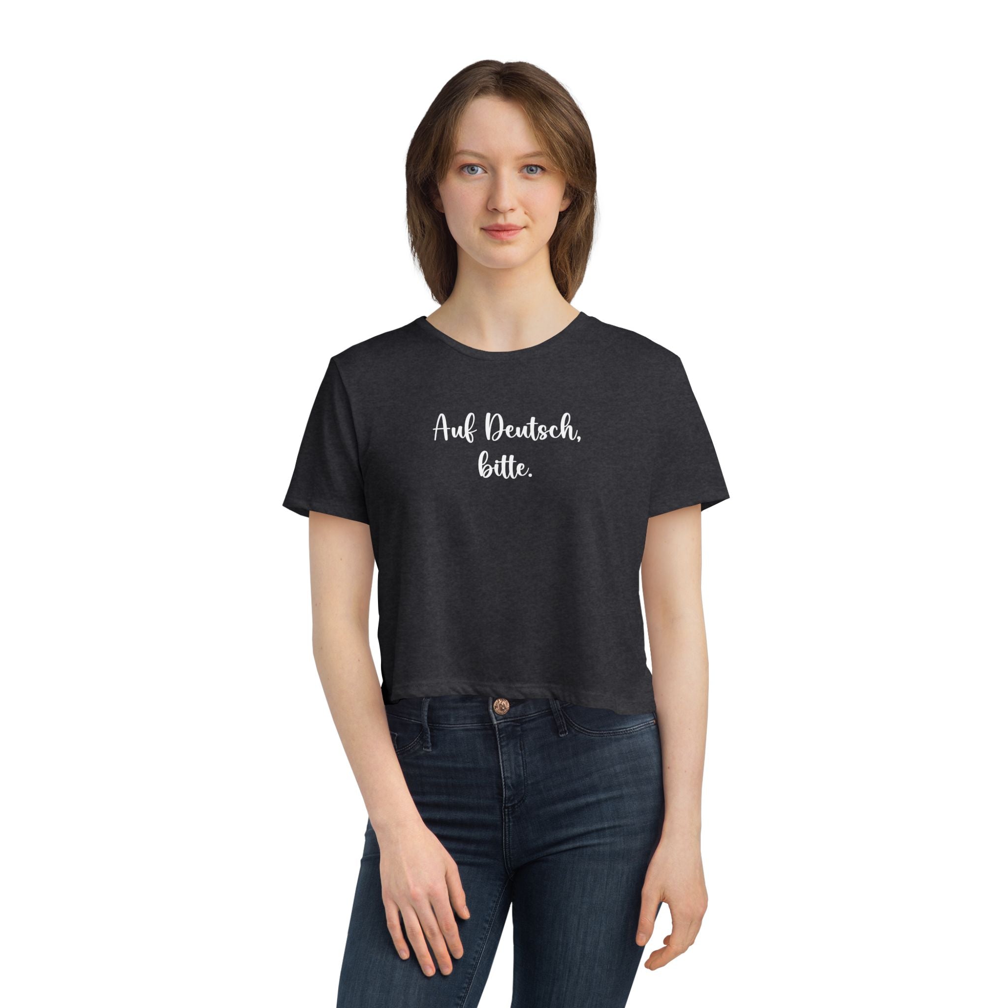 Auf Deutsch, bitte women's flowy cropped Tee