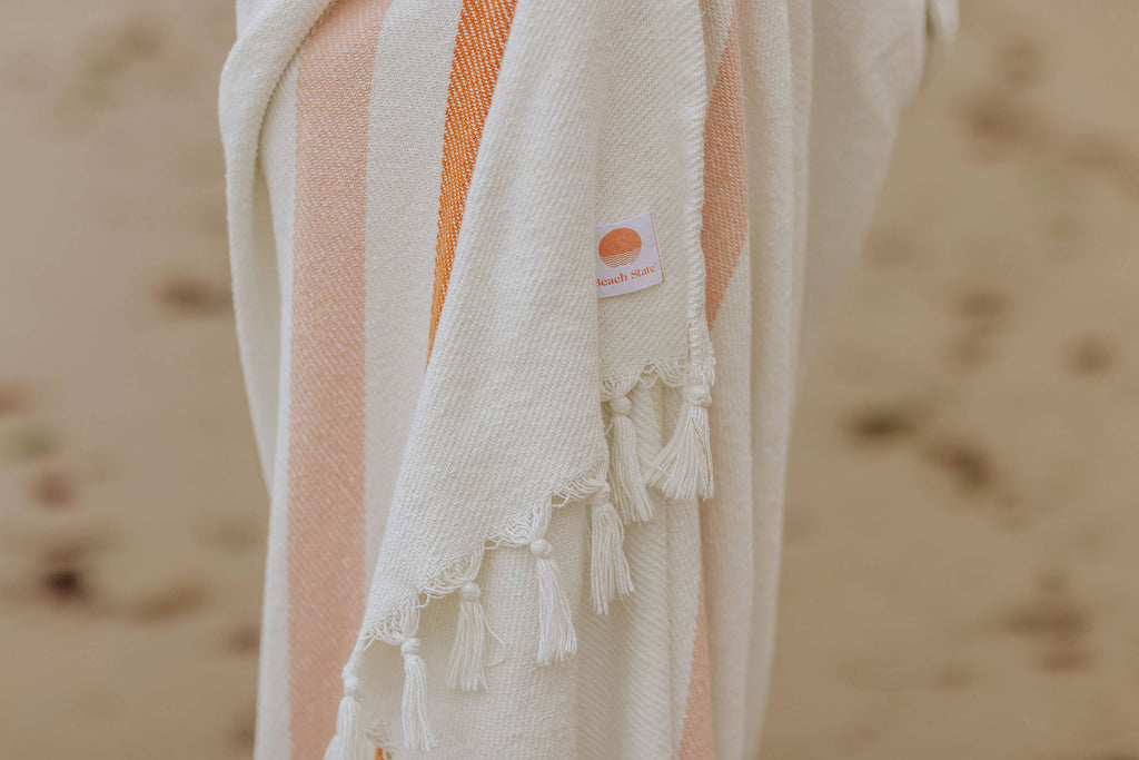 Oceanside Sunset Stripe Cotton Beach Blanket by Beach State
