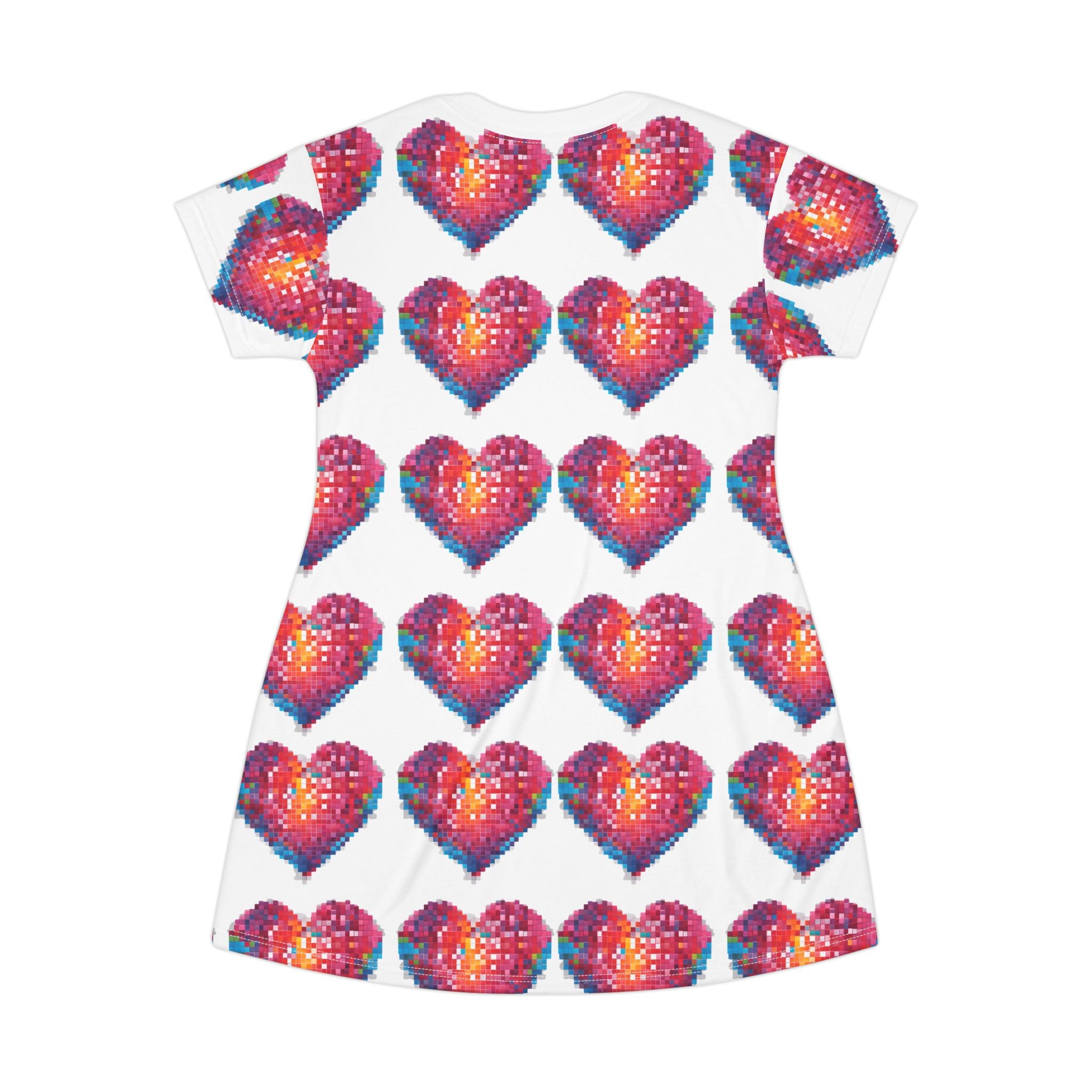 Retro pixel hearts t-shirt dress