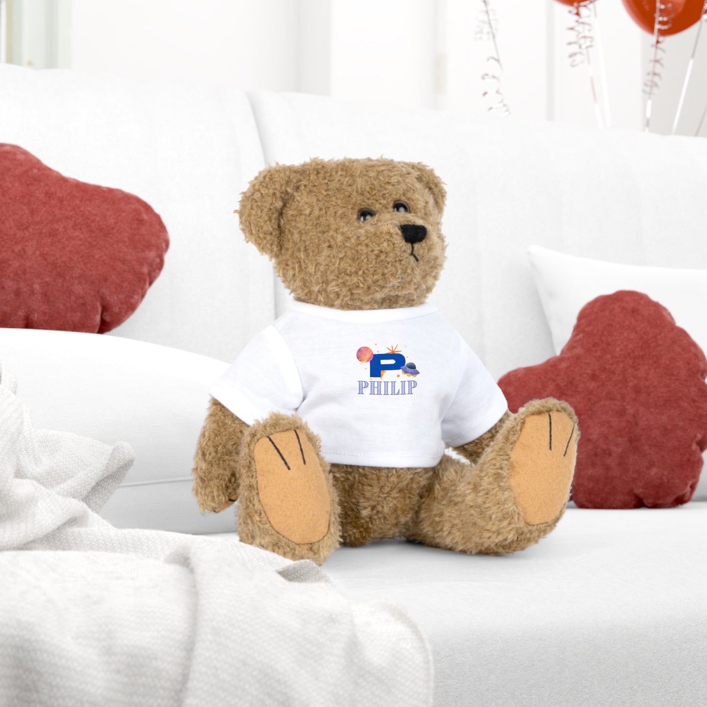 Personalized stuffed animal - Space themed with initial