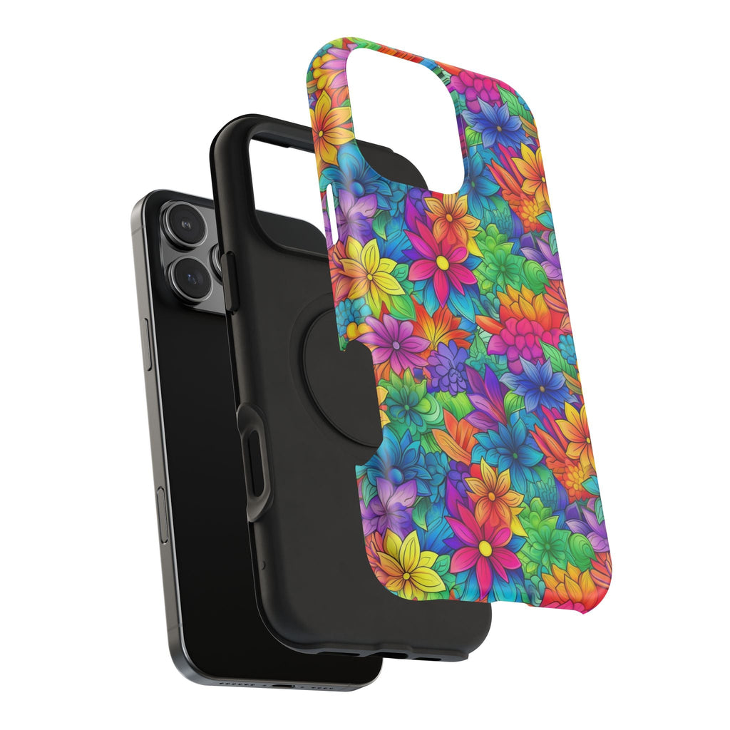 Bespattered Facade Bright Rainbow Flowers Impact-Resistant Case