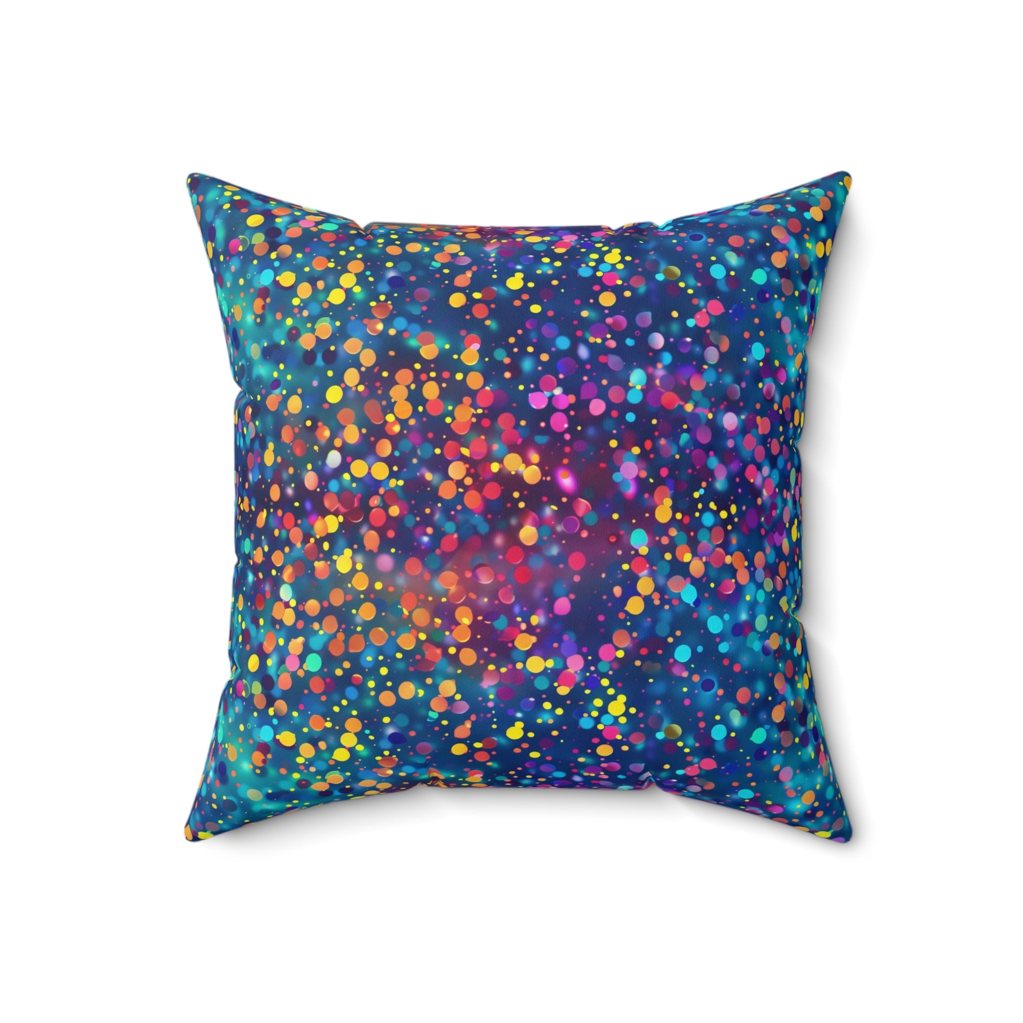 Bespattered Facade Rainbow Party Dots Square Throw Pillow | 4 Sizes