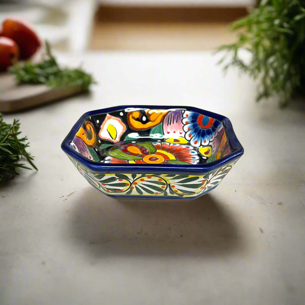 6.5" Square Talavera Bowl | Hand - Painted Mexican Dinnerware Talavera Bowl La Vie Bien 6.5" Square Talavera Bowl | Hand - Painted Mexican Dinnerware