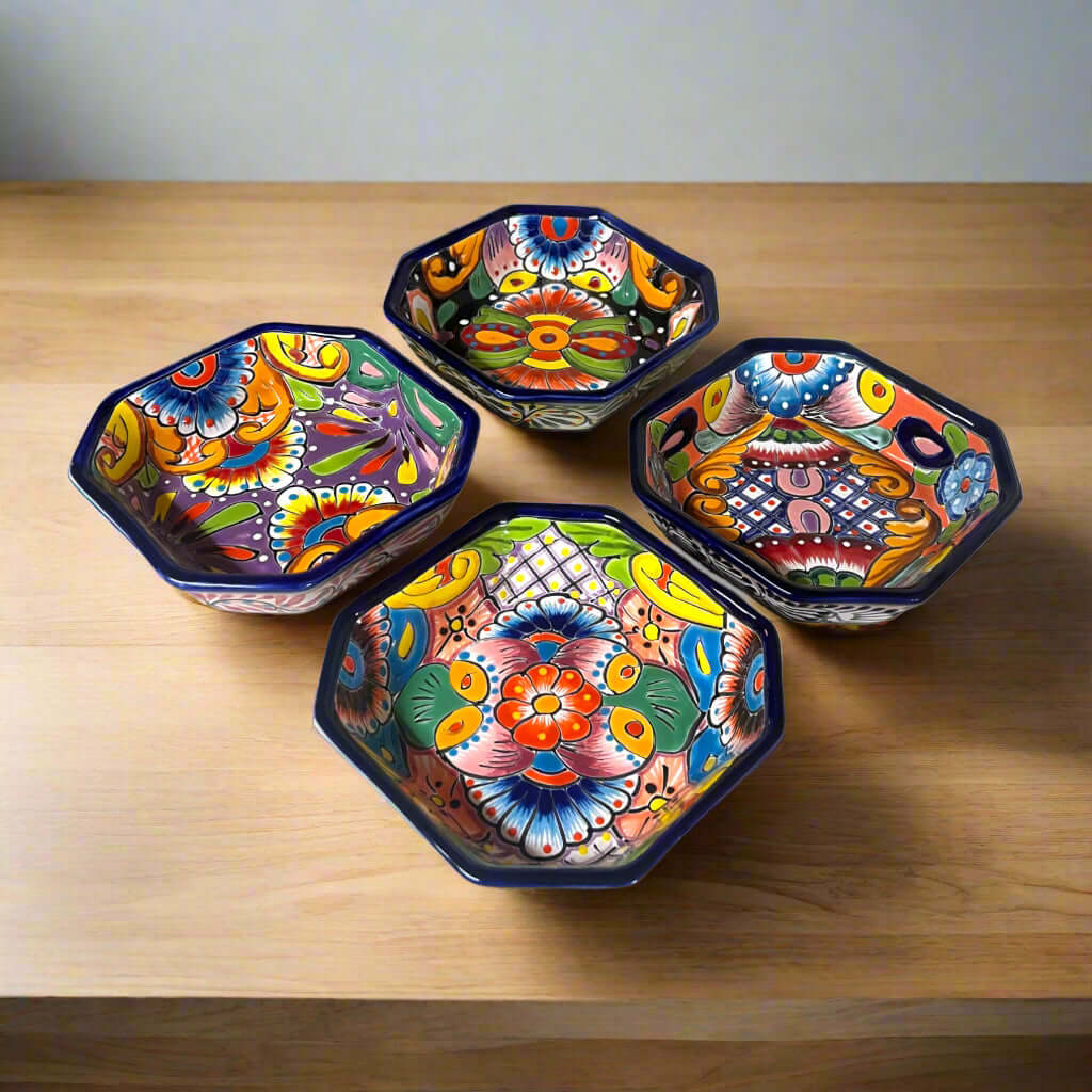 6.5" Square Talavera Bowl | Hand - Painted Mexican Dinnerware Talavera Bowl La Vie Bien 6.5" Square Talavera Bowl | Hand - Painted Mexican Dinnerware