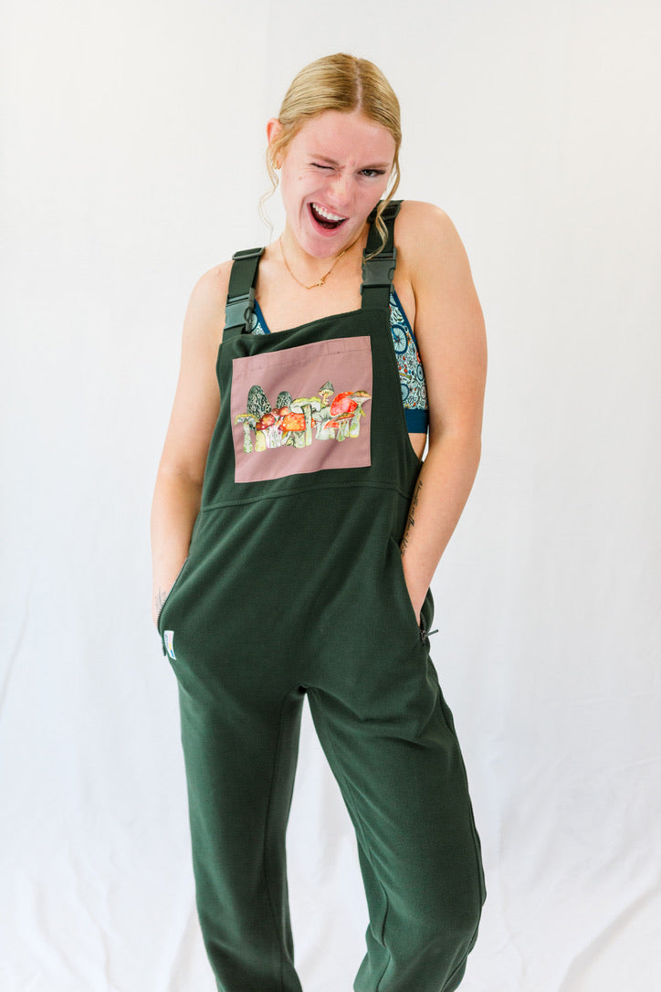 Mushroom Medley Fleece Overalls