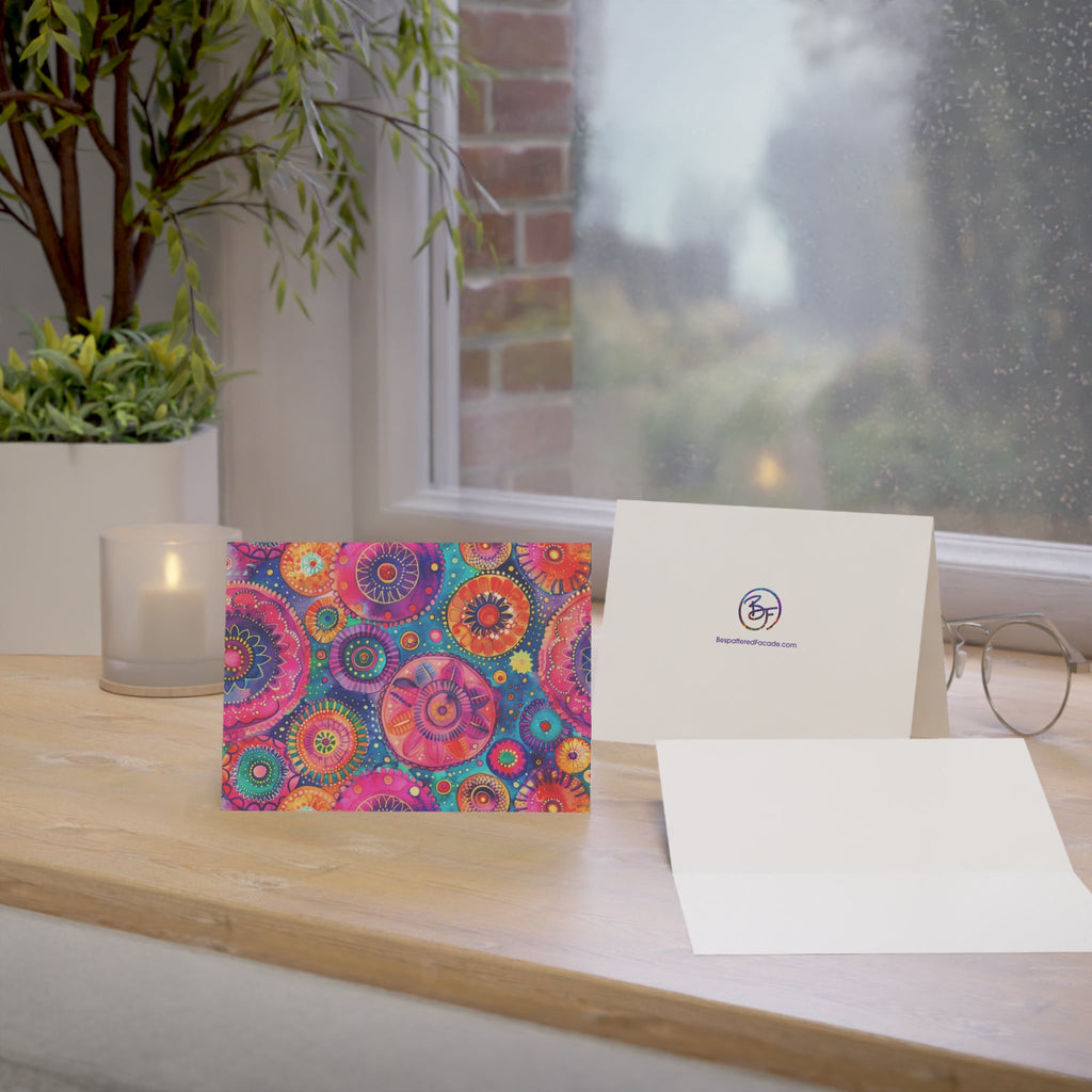 Bespattered Facade Colorful Circles Greeting Cards | Sets of 1, 10, 30, or 50