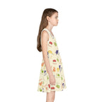 French Fruits Pattern children's Sundress, peaches kiwi bananas grapes girls sleeveless dress by Printify