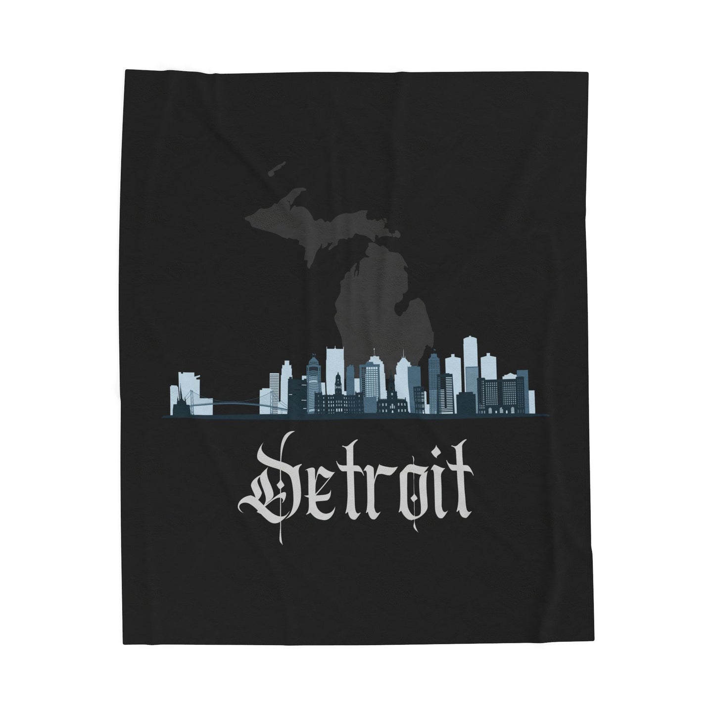 Detroit Michigan City Skyline Black Plush blanket