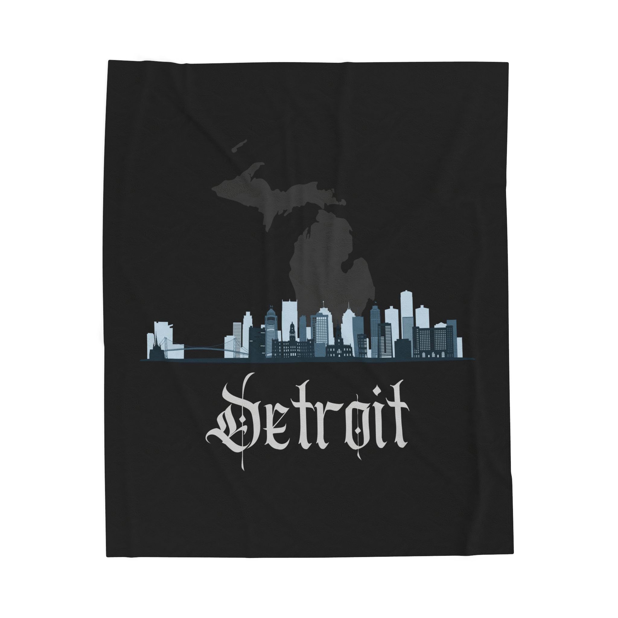 Detroit Michigan City Skyline Black Plush blanket