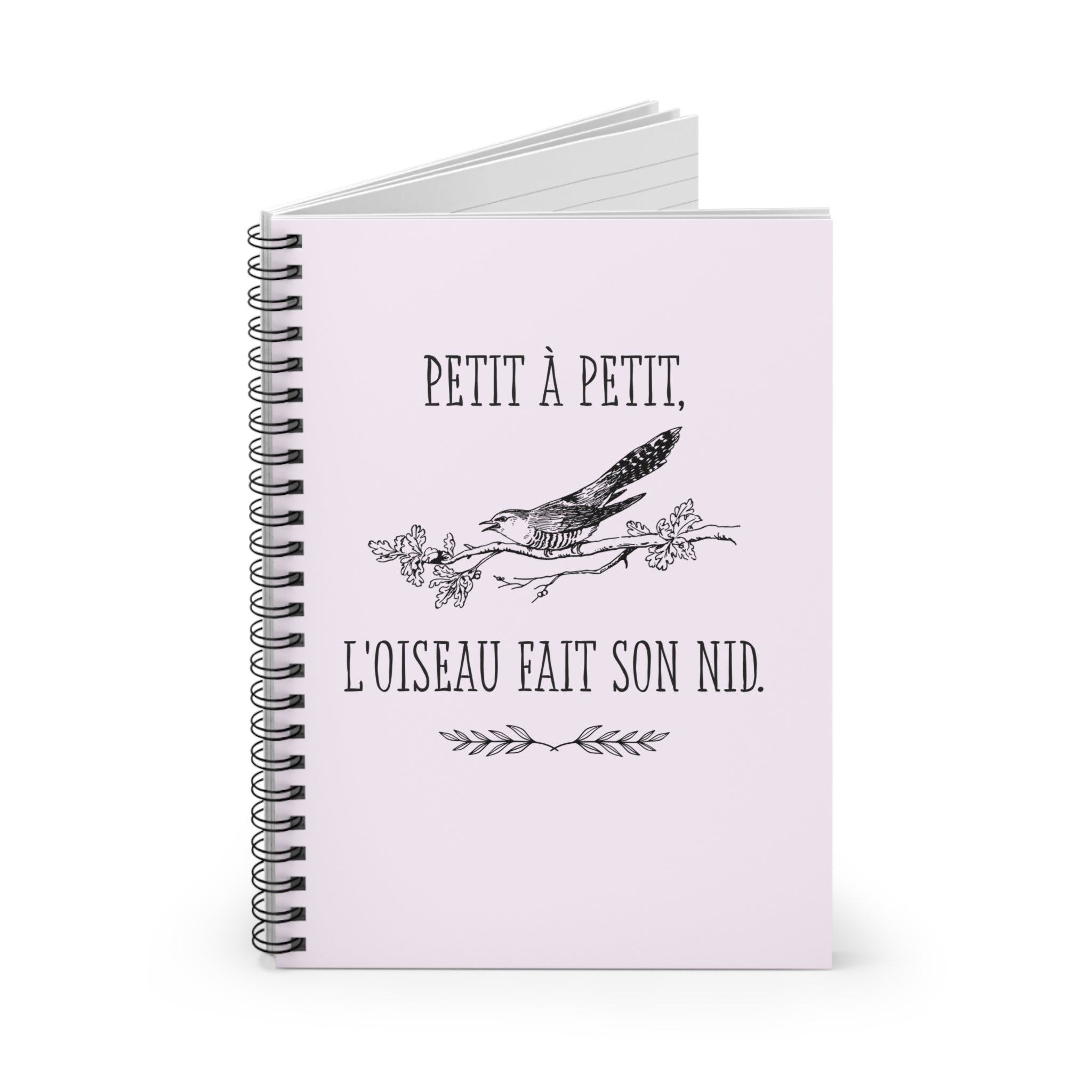 Petit à Petit French Quote bird spiral notebook | Ruled Journal