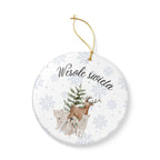 Wesole Swieta Woodland Animals Ornament, Polish Merry Christmas Ceramic Christmas Decoration by Printify