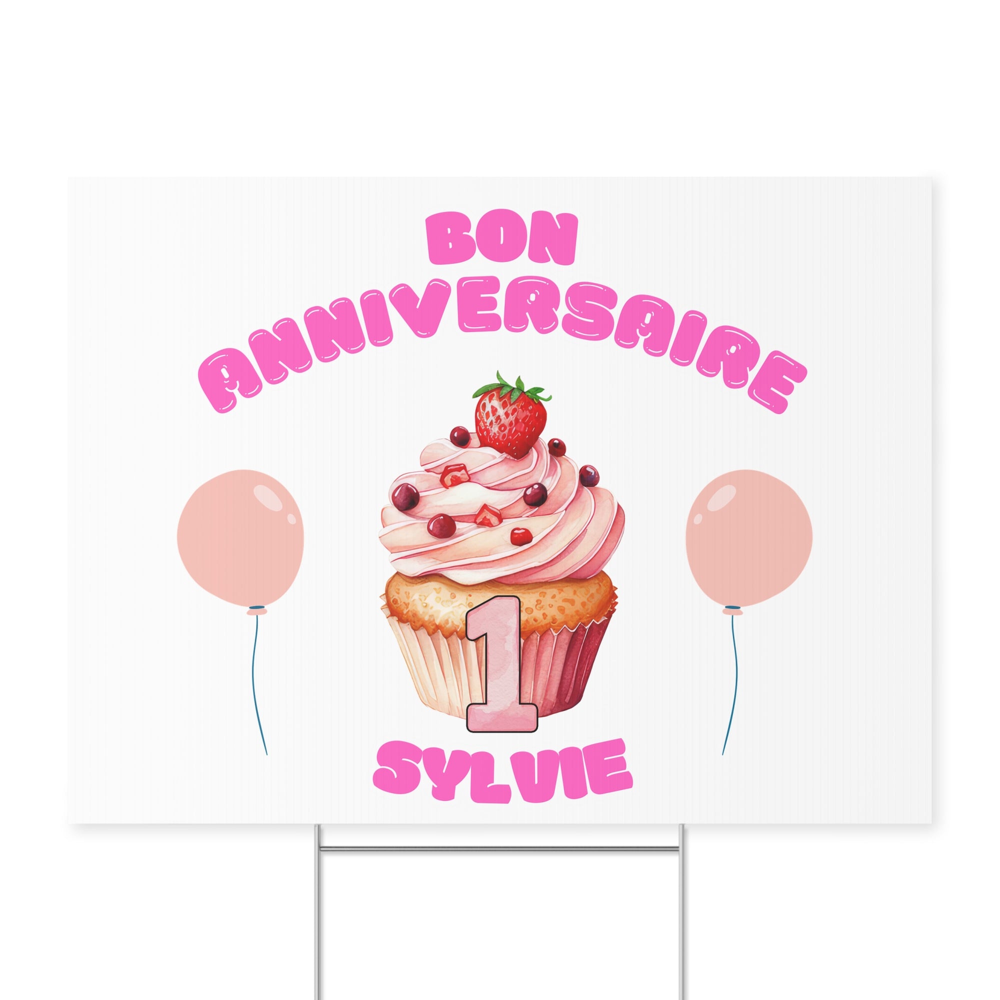 Bon anniversaire first birthday customizable yard Sign