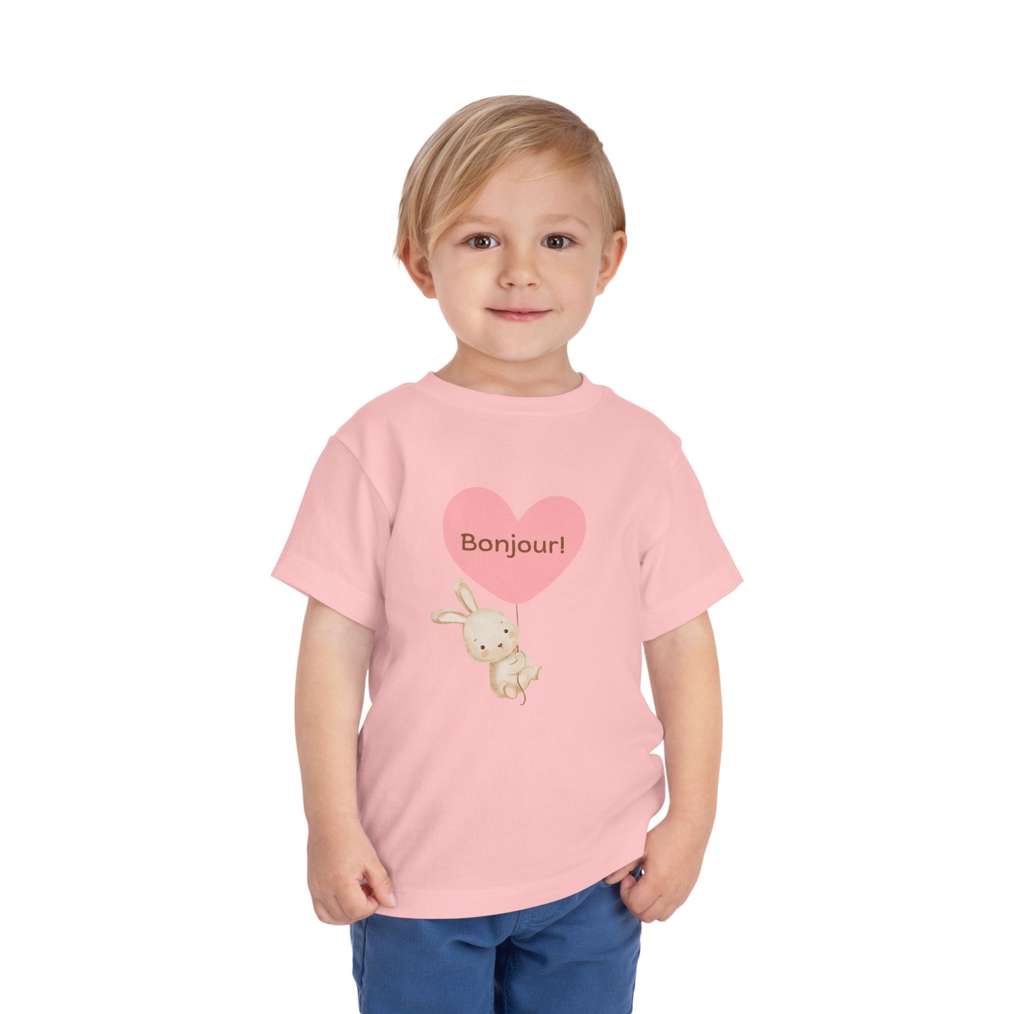 Bonjour Toddler Tee with Bunny & Heart
