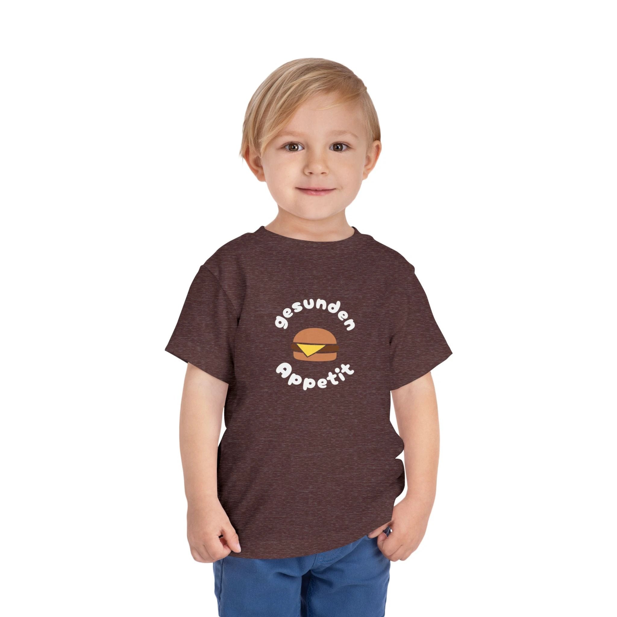 Gesunden Appetit Toddler Tee shirt with Cheeseburger by Printify