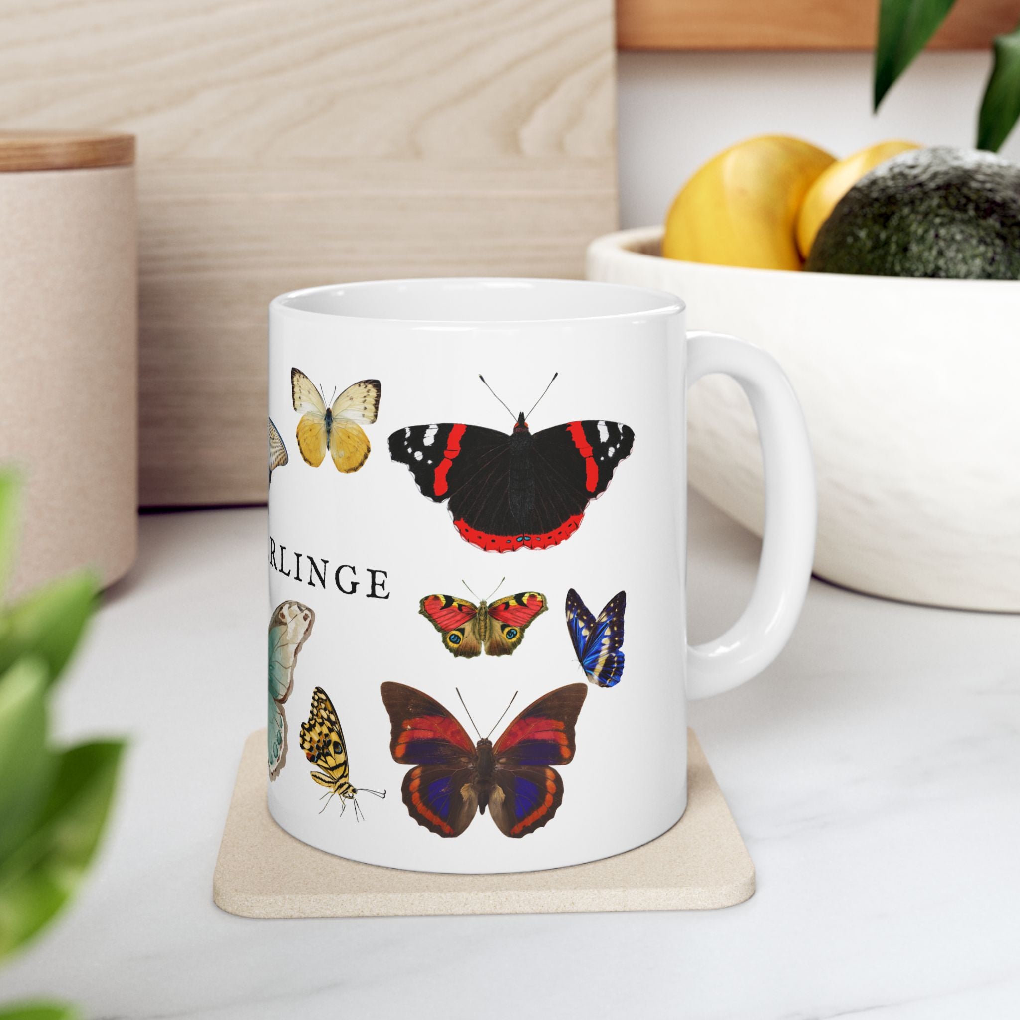 German Schmetterlinge vintage Butterfly Species Ceramic Mug — Vintage style Illustration (11oz & 15oz)